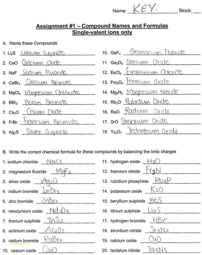 Nomenclature Worksheet 3: Fun Chemistry Naming Practice