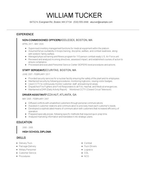 Non Commissioned Officer Resume Examples And Tips Zippia