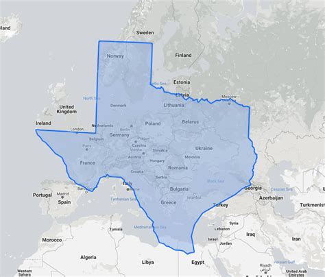 Not Actual Size Of Texas Compared To Europe Relative Map Sizes