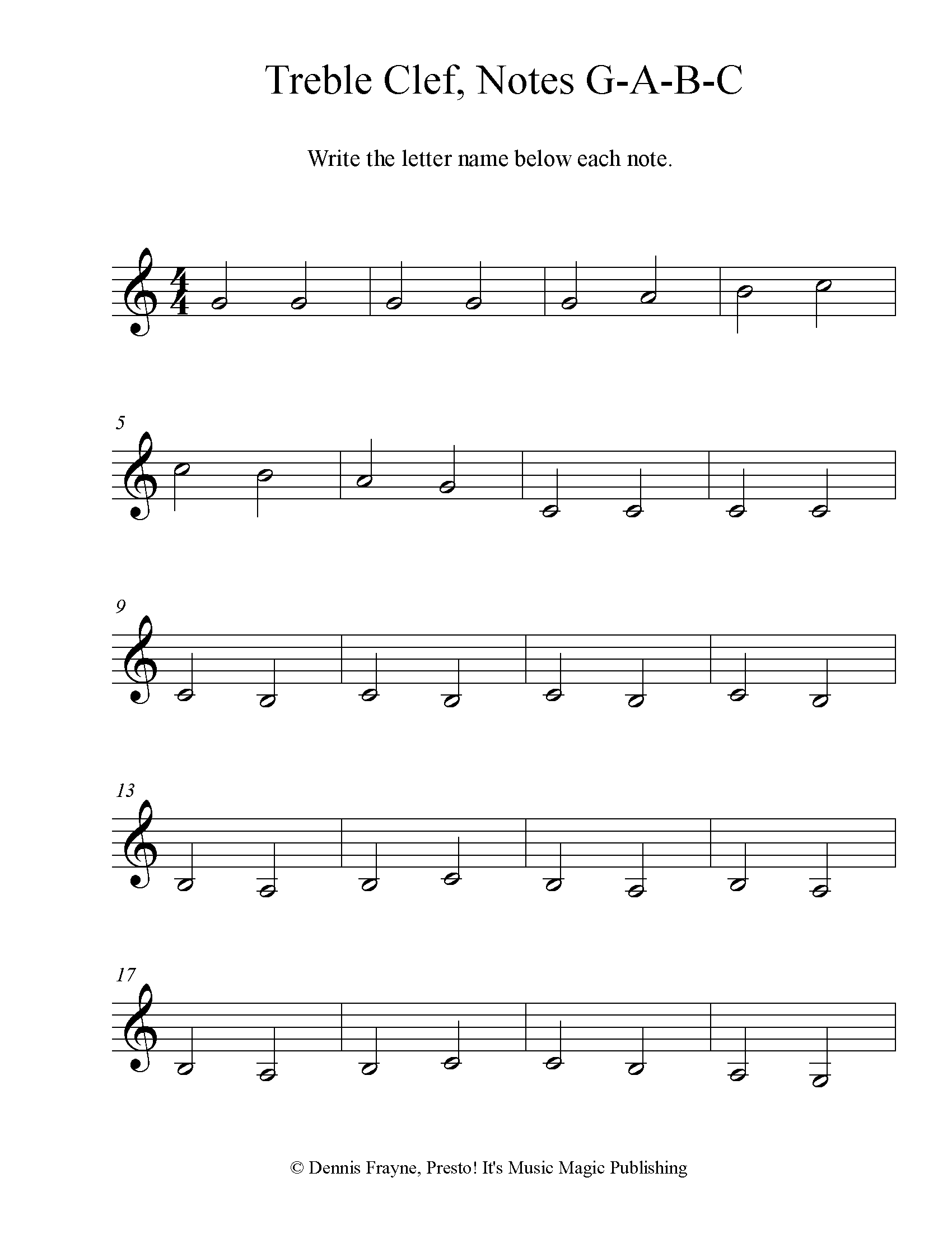 Note Reading Worksheet Band