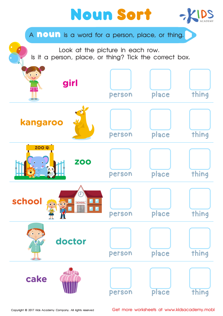 Sort Nouns Easily with Our Fun Worksheet!