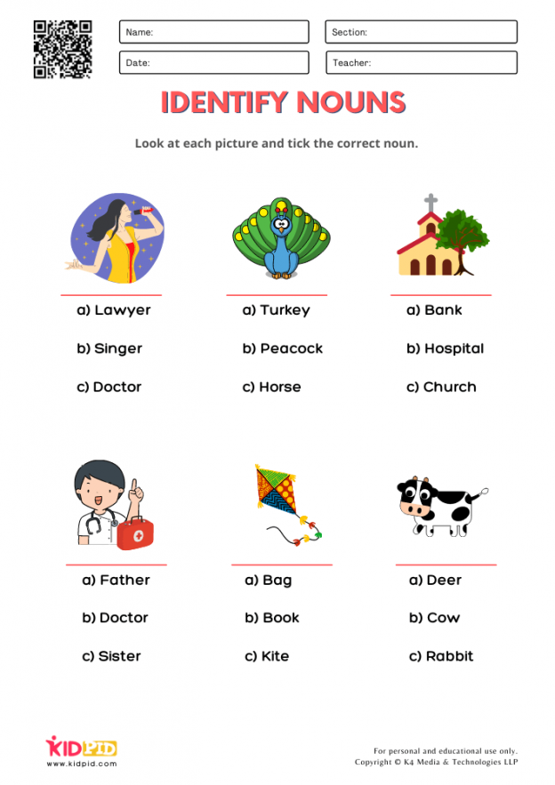 Noun Worksheet For Grade 1 Esl Worksheets For Class 1 Class 1 English