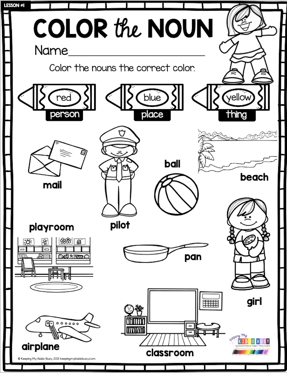 Noun Worksheets For Kindergarten Kindergarten