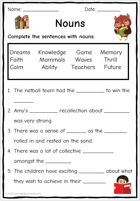 Noun Worksheets Worksheets Library