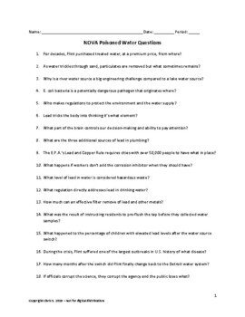 Nova Poisoned Water Questions Answers Movie Guide Worksheet Tpt