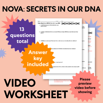 Nova Secrets In Our Dna Video Worksheet By Learneo Tpt