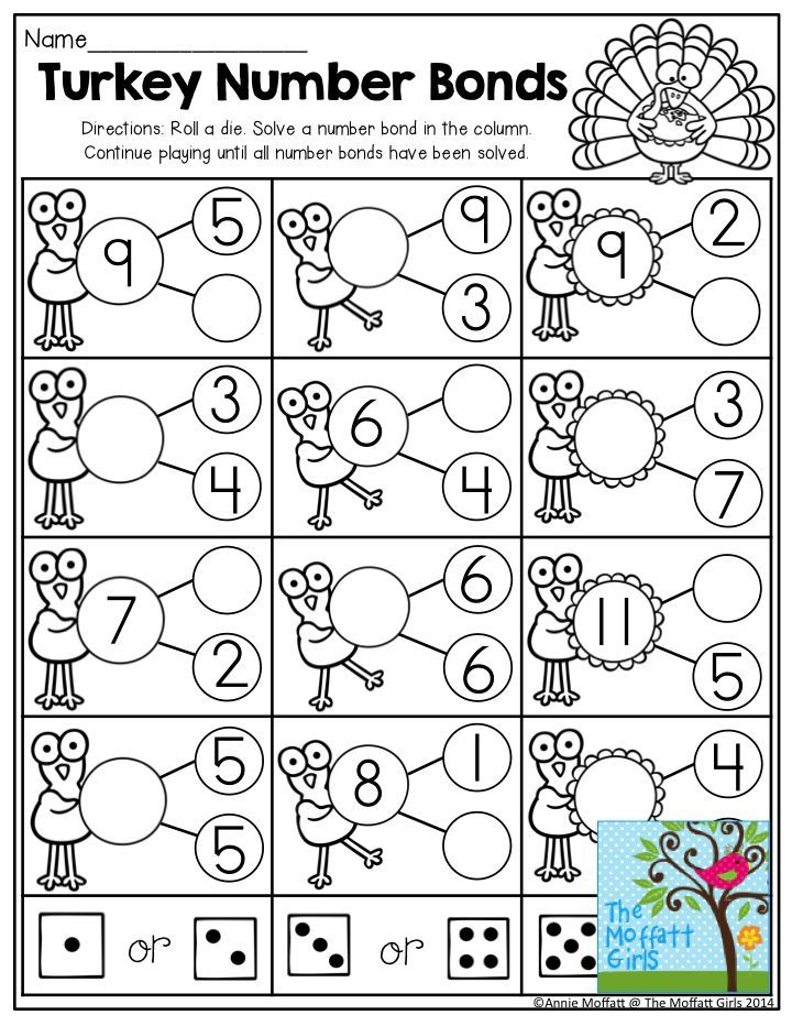 November Fun Fill Learning Resources Number Bond Numbers