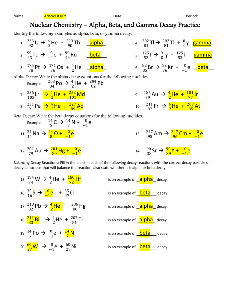 5 Essential Tips for Solving Nuclear Decay Worksheets