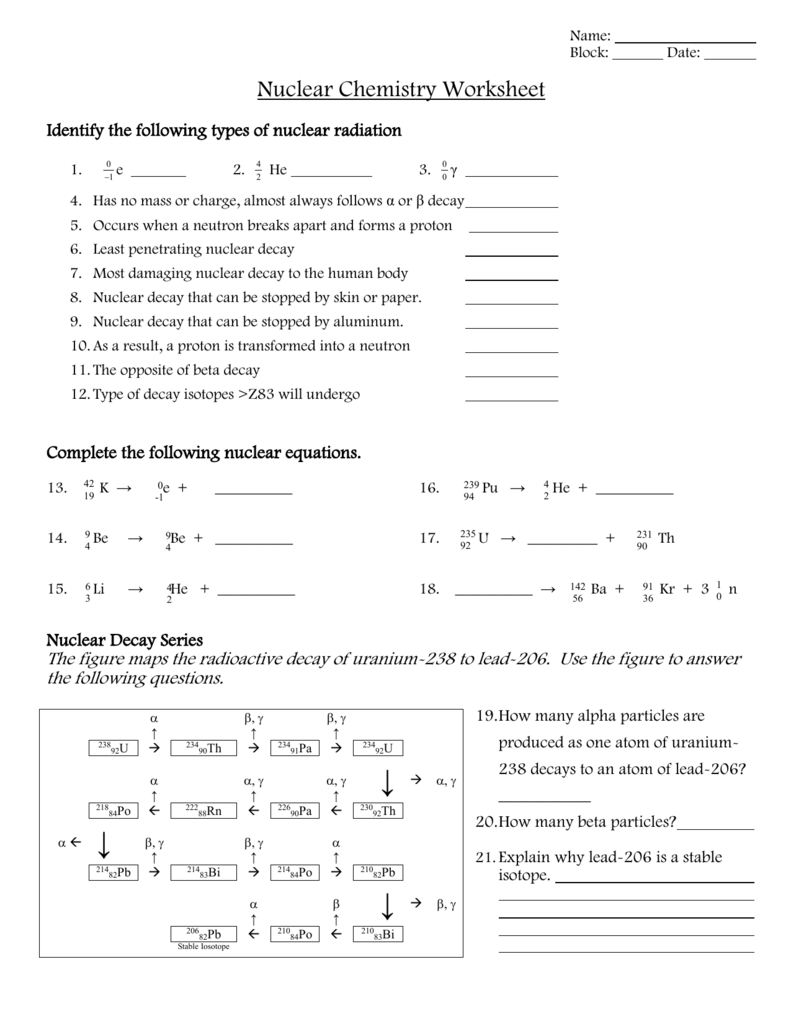 Nuclear Chemistry Worksheet Answers Complete With Ease Airslate Signnow