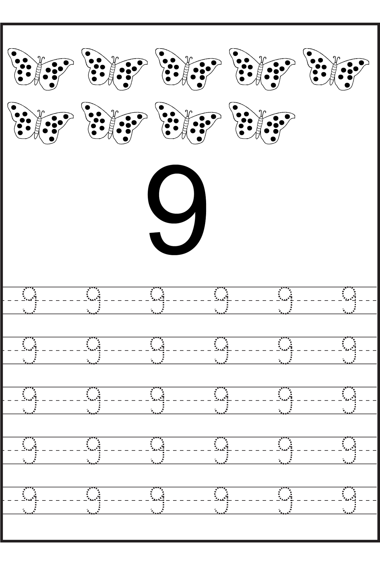 9 Fun Number 9 Tracing Worksheets for Kids