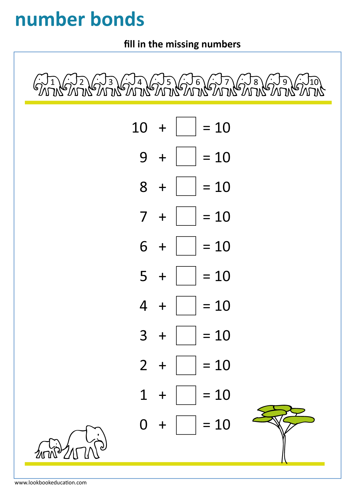 5 Fun Number Bonds to 10 Worksheets