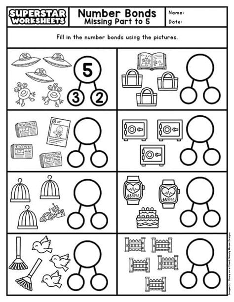 Number Bonds Worksheets Superstar Worksheets