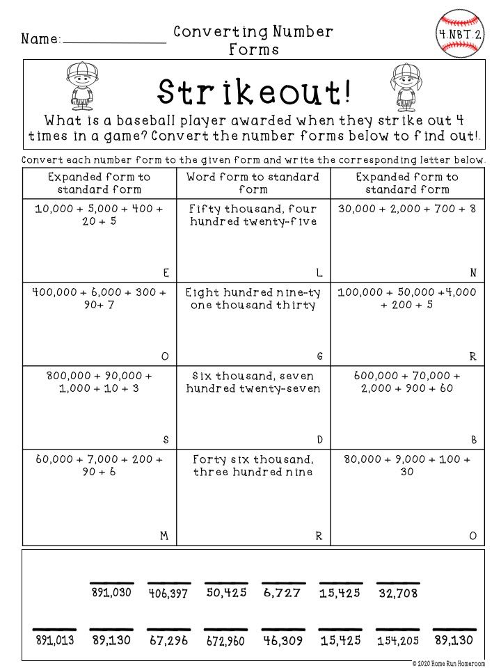 Number Forms Worksheets