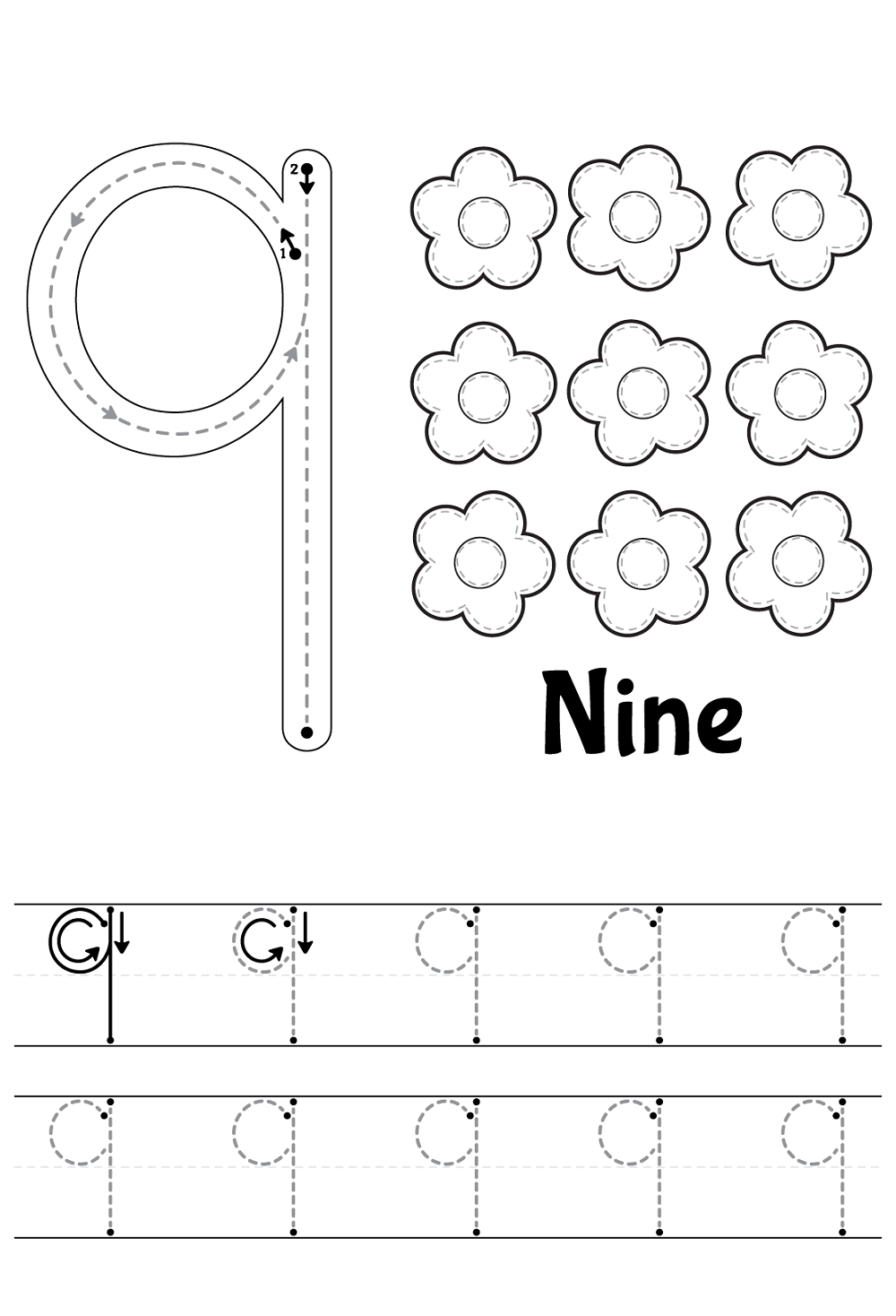 Number Nine Worksheet Free Preschool Printable Preschool Number