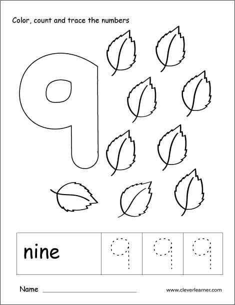 Number Nine Writing Counting And Recognition Activities For Children