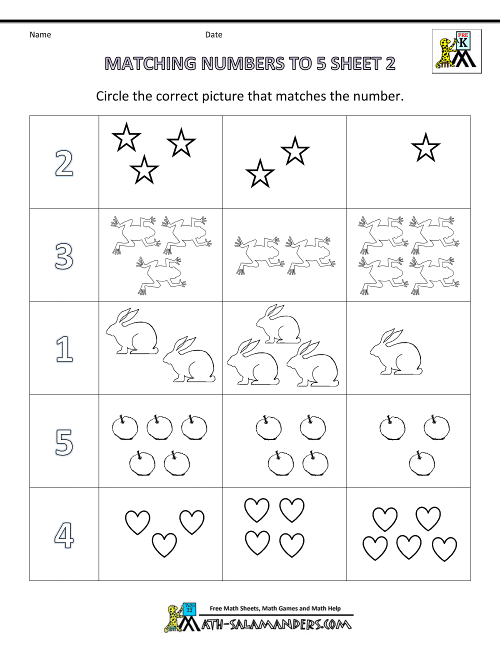 Numbers 1 5 Free Worksheet Preschool Math Worksheets Preschool