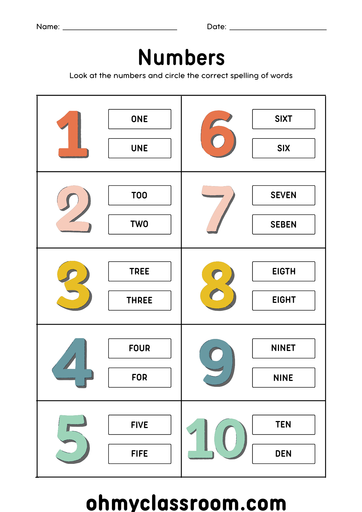 Numbers 1 To 10 Worksheet For Kg Skoolon Com