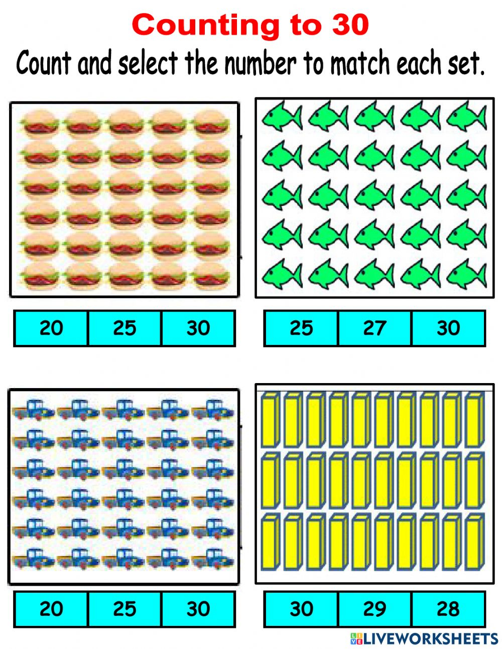 Fun Numbers to 30 Worksheet for Kids