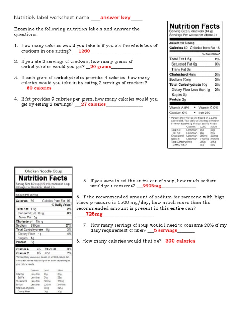 Nutrition Label Worksheet Answers Beautiful Nutrition Label Worksheet