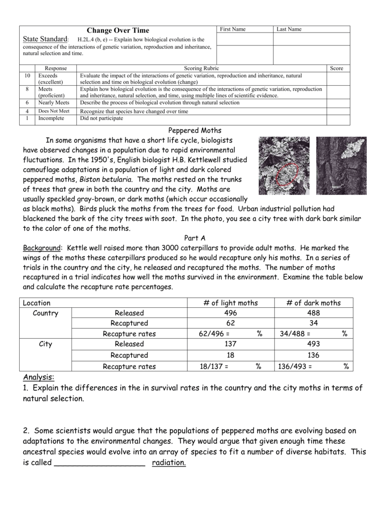 Observing Genetic Variations With Peppered Moth Simulation Answer Key