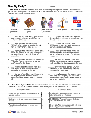 One Big Party Role Of Political Parties Lesson Plan Icivics