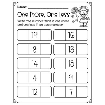 One More Or One Less Worksheets Grade1to6 Com