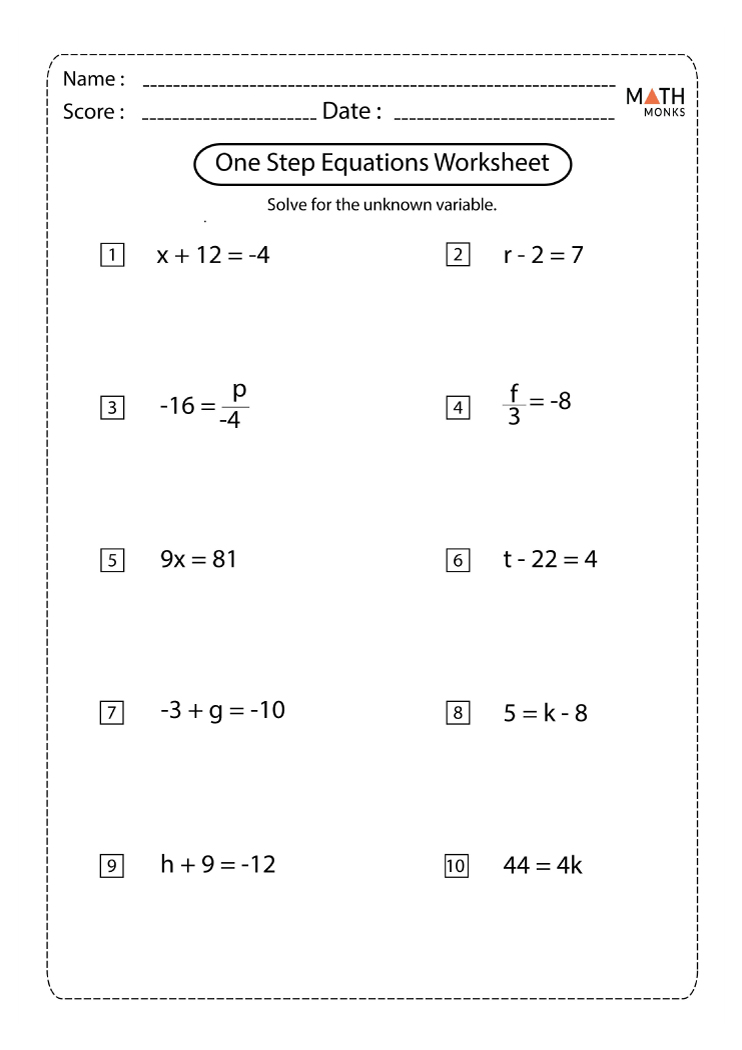 One Step Equation Worksheet: Master Math with Ease