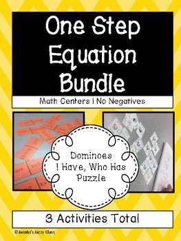 One Step Equations Bundle No Negatives By Jacobs S Jazzy Class