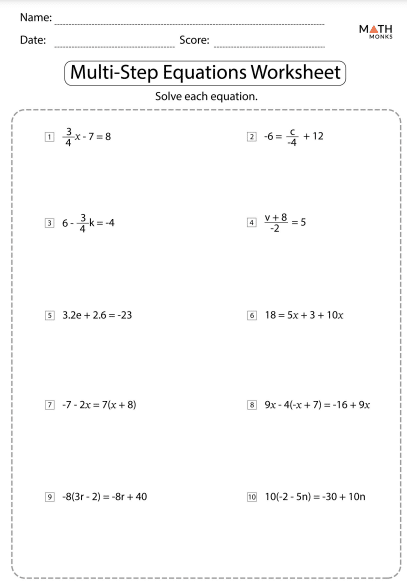 One Step Equations Edboost Worksheets Library