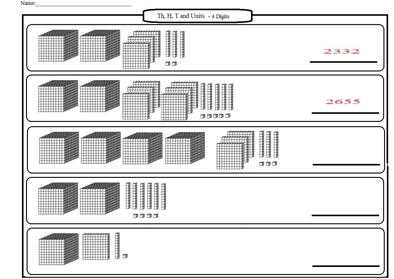 Free Printable Worksheets on Place Value Up to Thousands