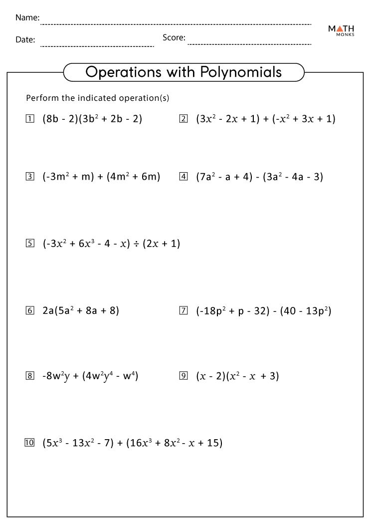 5 Operations With Polynomials Worksheet Tips