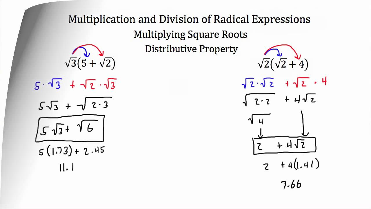 Operations With Radical Expressions Multiplication And Division Youtube