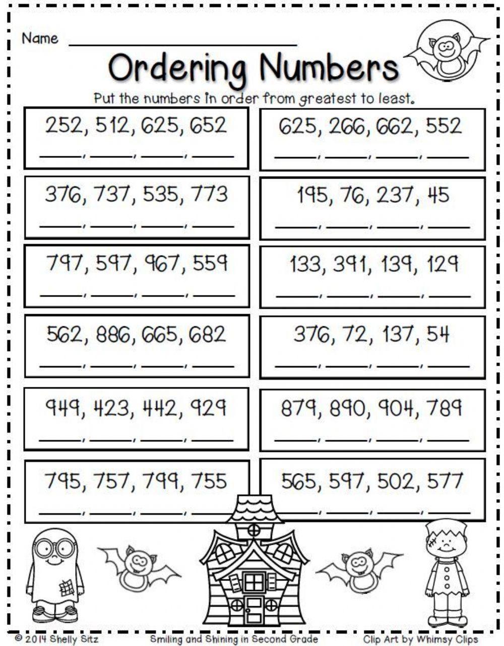 Ordering Numbers Grade 4 Worksheets