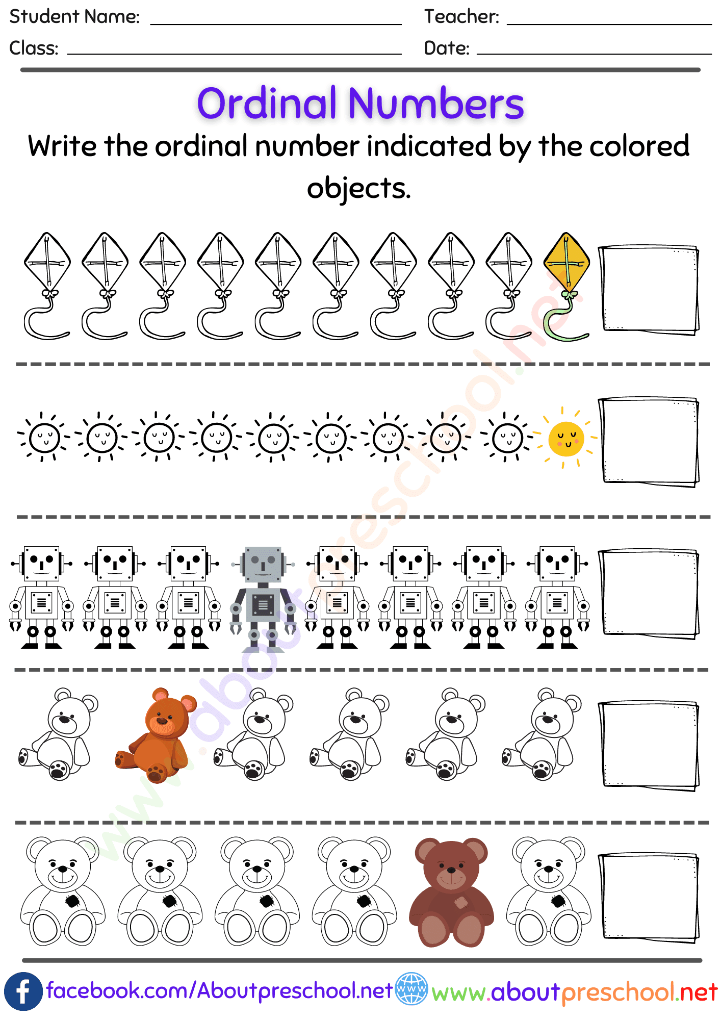 Ordinal Numbers Worksheets For Kindergarten Mom Sequation