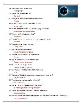 Our Planet Episode 1 One Planet Worksheet Answers