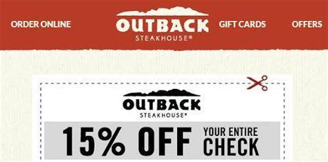 Outback Restaurant Coupon | 15% Off Your Entire Order