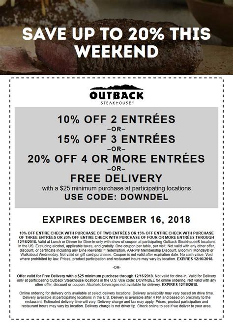 Outback Steakhouse November 2020 Coupons And Promo Codes