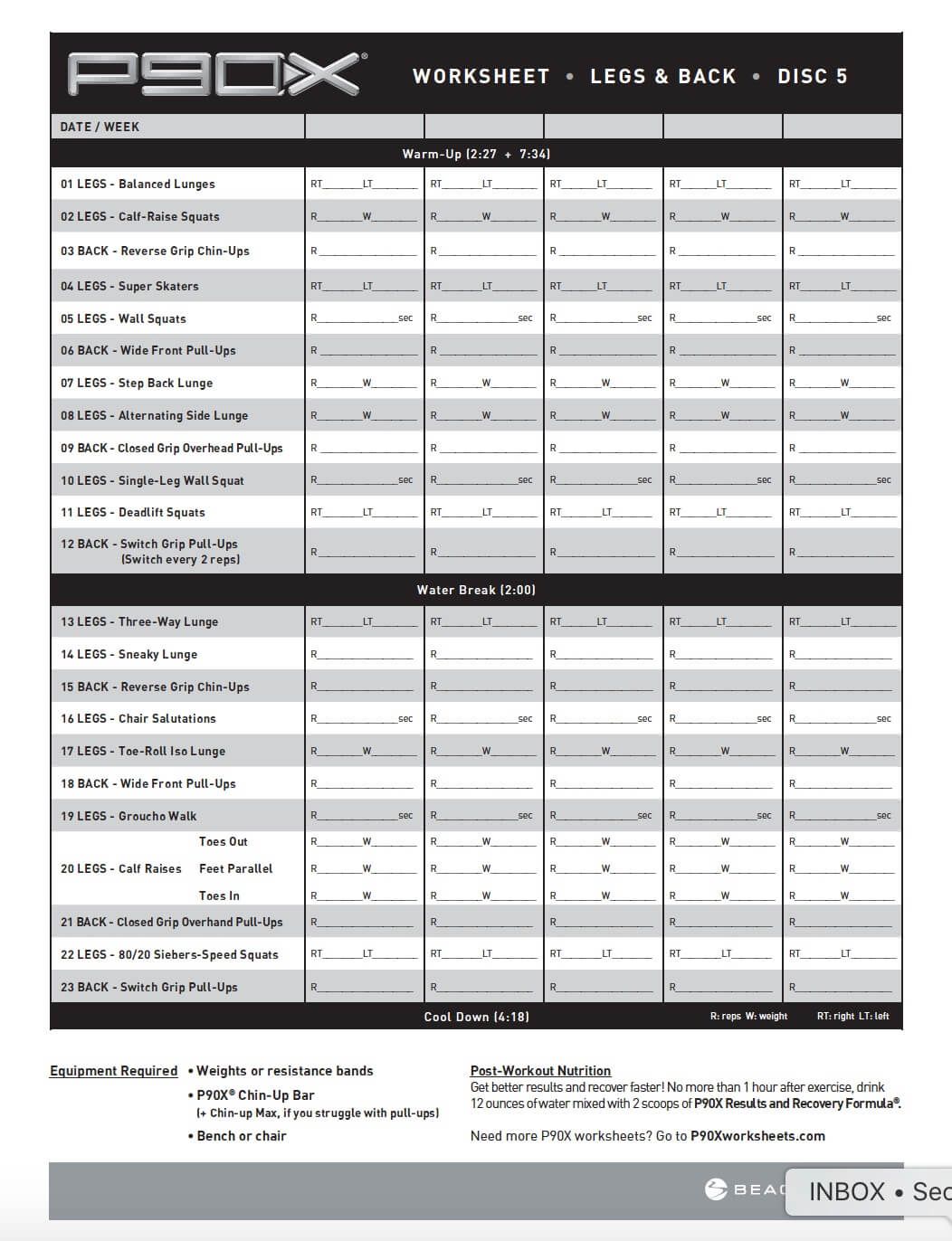 P90x Legs And Back Fill Out Printable Pdf Forms Online