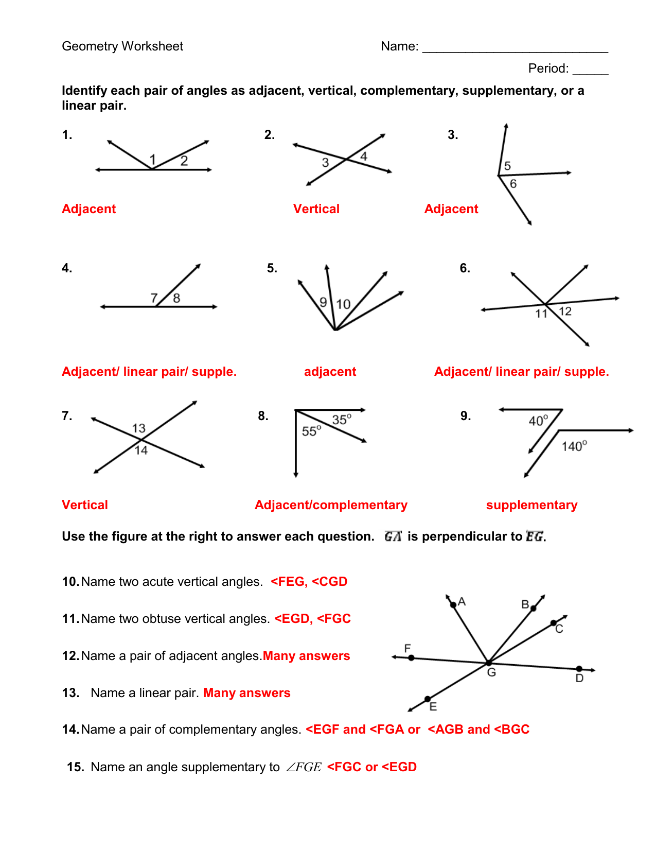 Pairs Of Angles Worksheet Answers Imsyaf Com