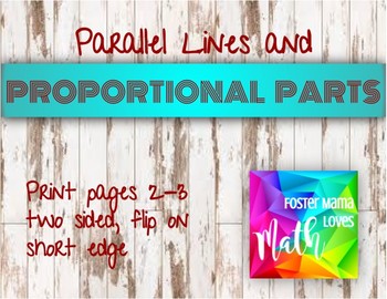 Parallel Lines And Proportional Parts Foldable By Foster Mama Loves Math