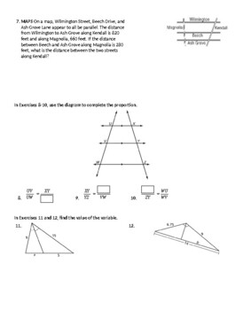 Parallel Lines And Proportional Parts Worksheet By Varsity Algebra