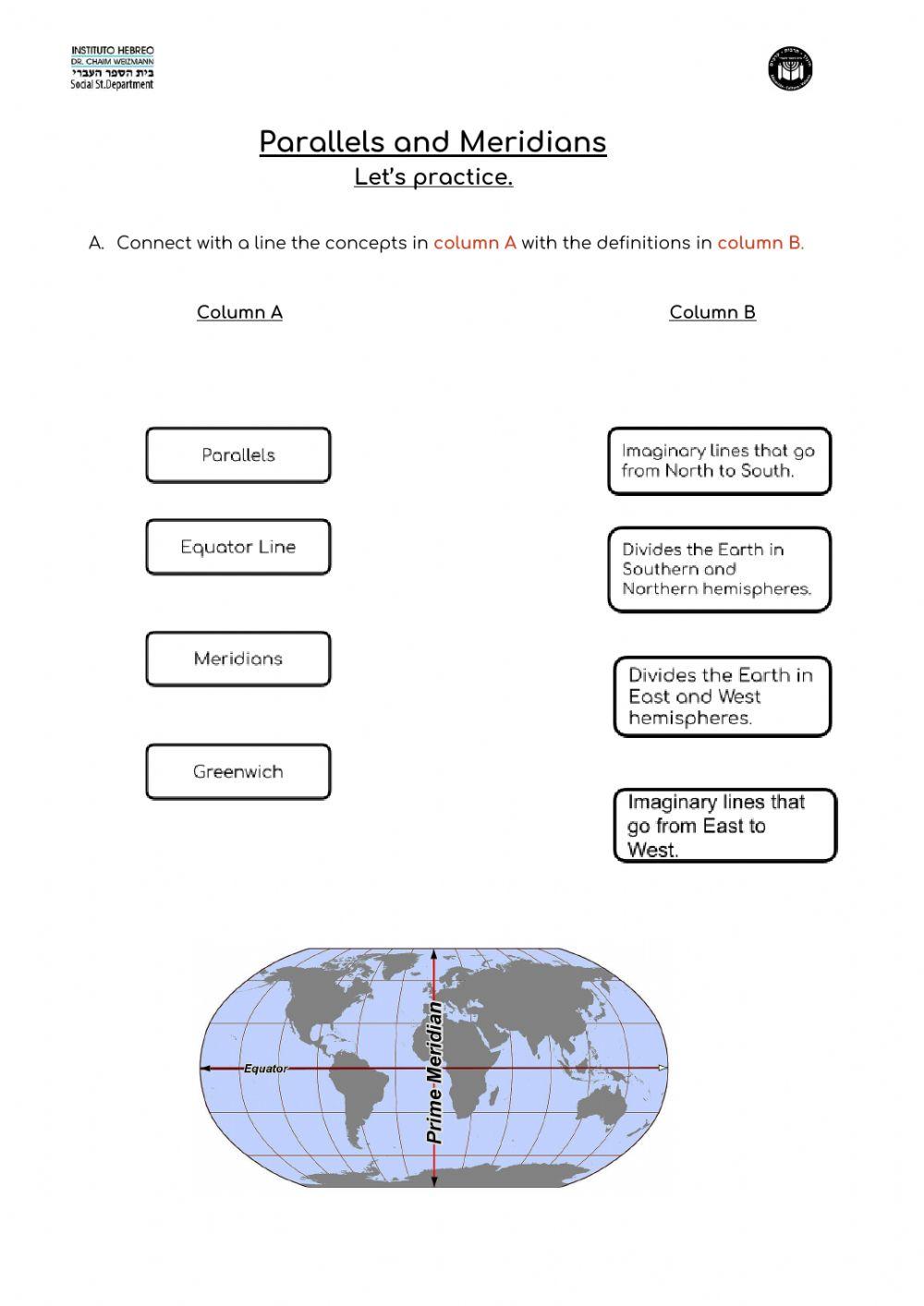 Parallels And Meridians Online Exercise For Live Worksheets