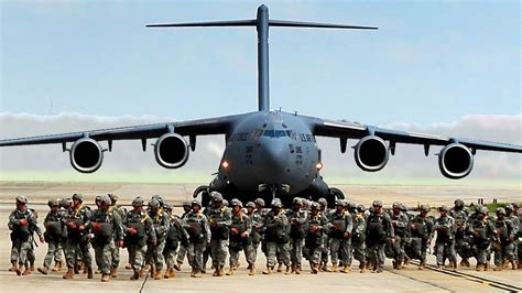 Paratroopers Of The 82Nd Airborne Division Jump From C 17 And C 130