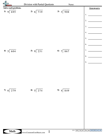 Partial Quotients Division Poster Division Worksheets Tpt