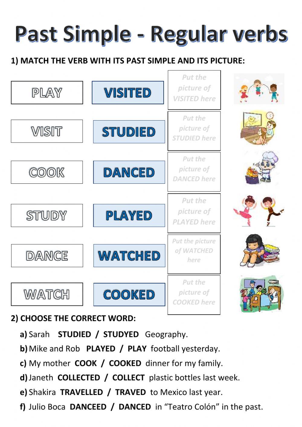 Past Simple Regular Verbs Interactive Activity For J2b You Can Do The Exercises Online Or