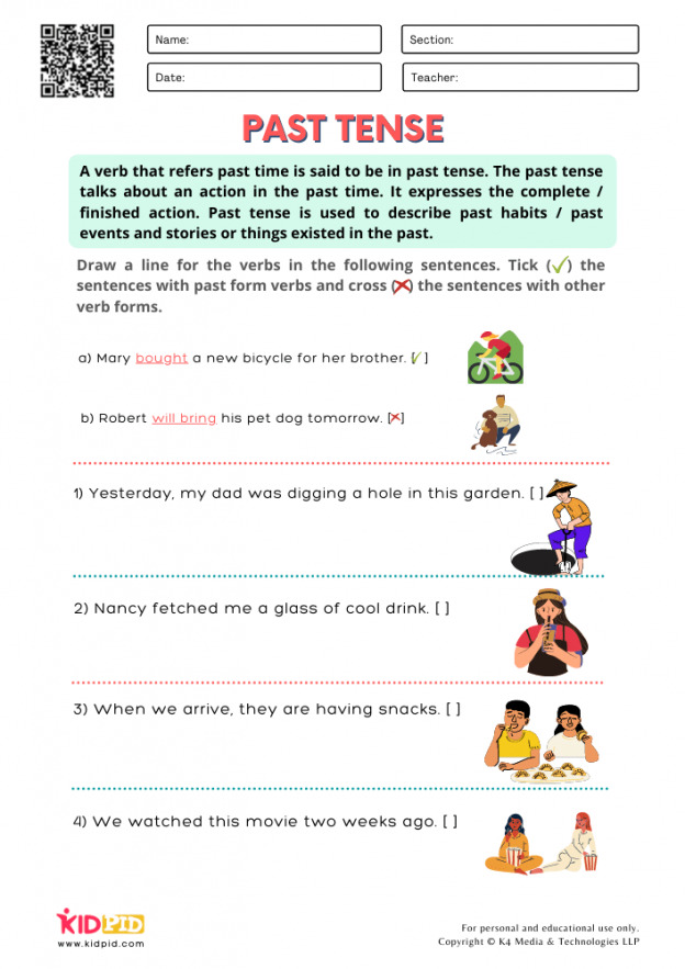 Past Tense Verbs Printable Worksheets For Grade 2 Kidpid