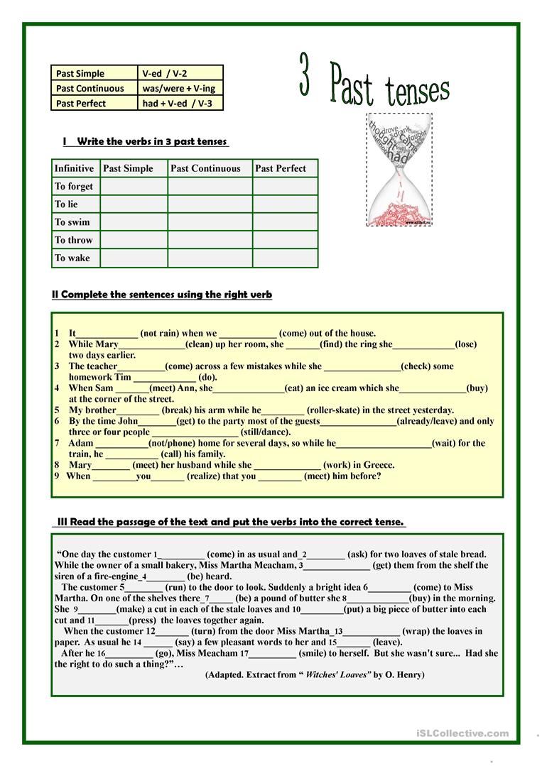 Past Tenses Interactive And Downloadable Worksheet Check Your Answers