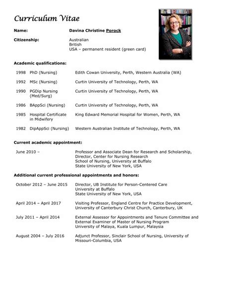 Pdf Curriculum Vitae University At Buffalo Curriculum Vitae Name Davina Christine Porock