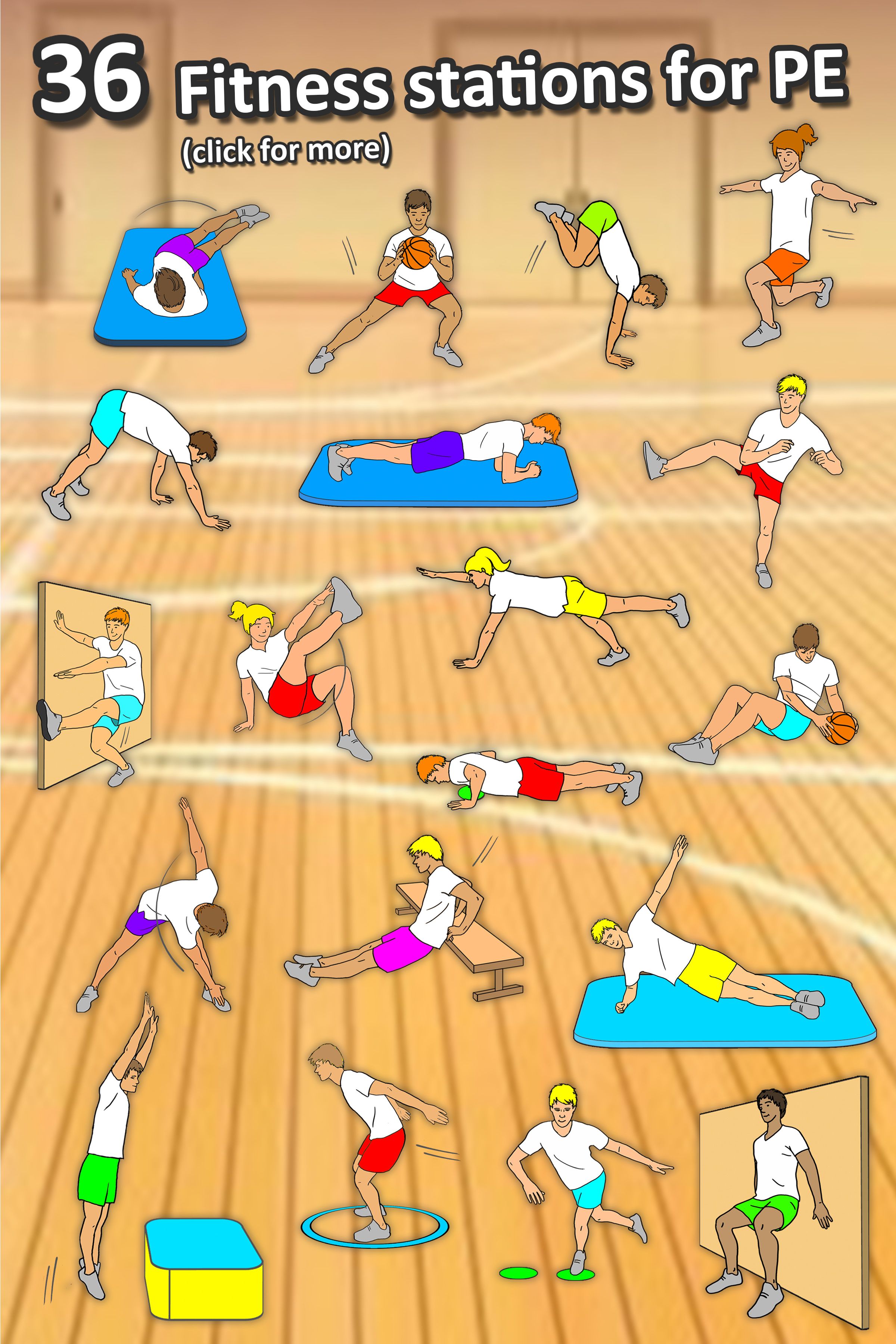 Pe Fitness Circuit Ideas Printable Task Cards For Your Sport Lessons Pe Activities Physical