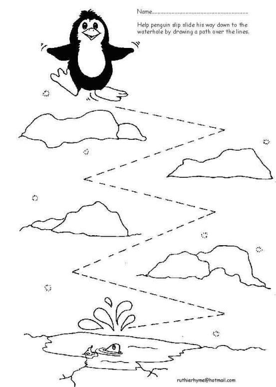 Penguin Preschool Worksheets Tracing Lines Winter Activities In 2022